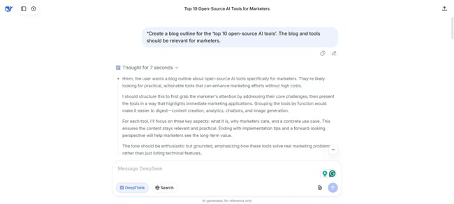 first blog outline output by deepseek, ai-generated text by deepseek-1