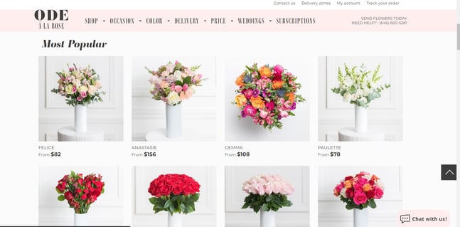 Best florist websites  design example from Ode a la Rose.