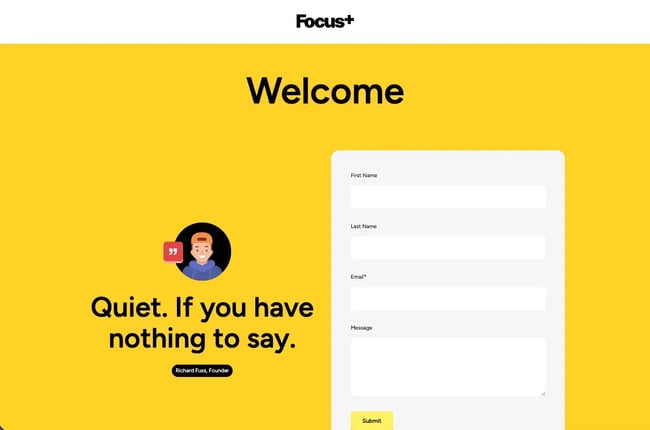 focus hubspot template for landing page using html and css