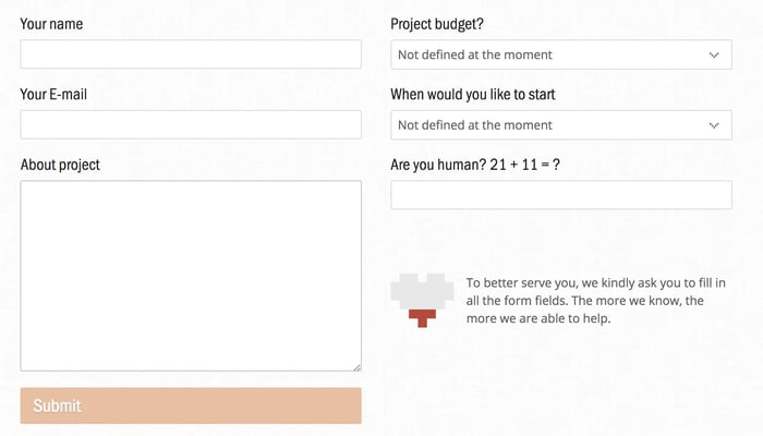 web form examples: UX Passion