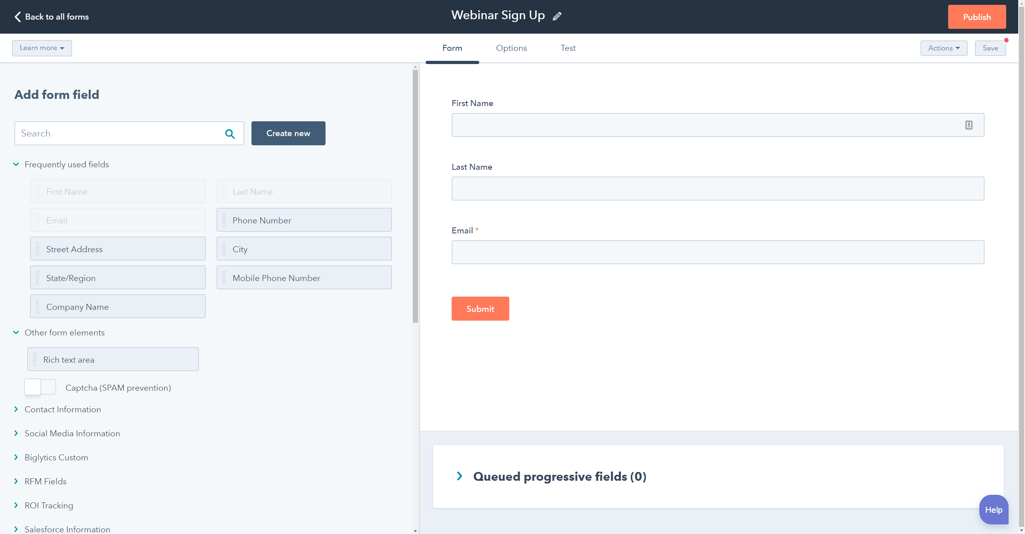 Get started with HubSpot's free online form builder.