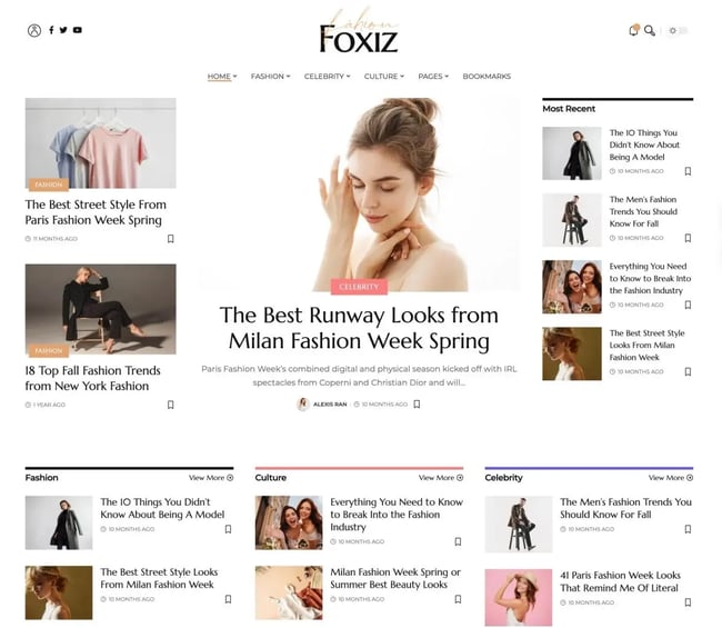best wordpress fashion themes, foxiz