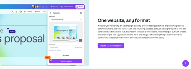 free portfolio website, canva