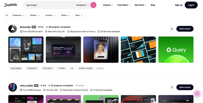 free portfolio website, dibbble