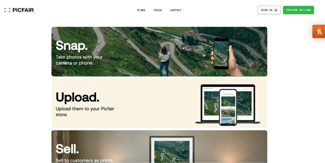 free portfolio website, picfair