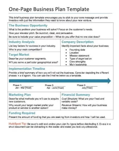 one-page-business-plan-template