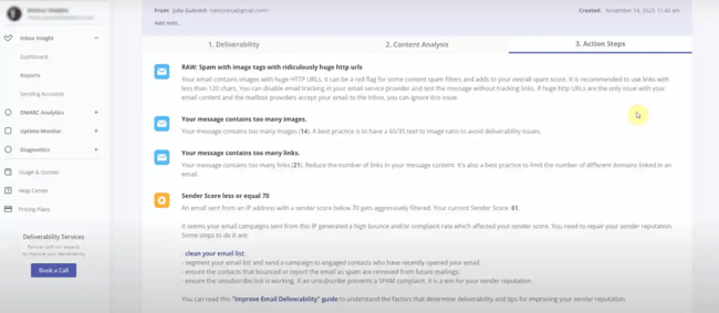 GlockApps action steps