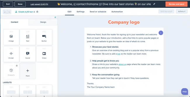 HubSpot email marketing tool