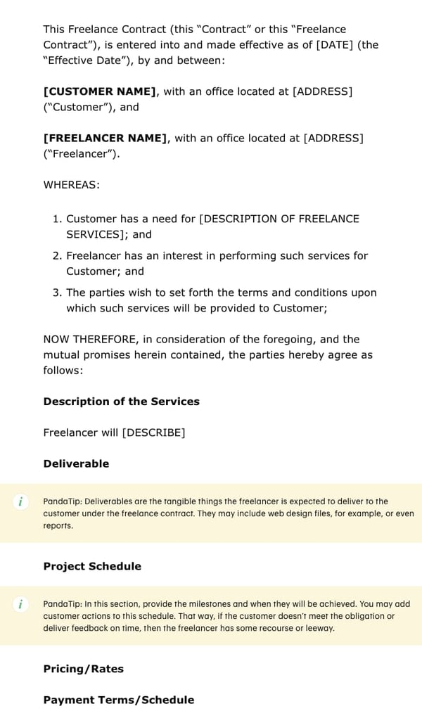 contract template for freelancers
