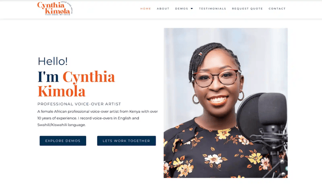 freelancer website example, Cynthia Kimola