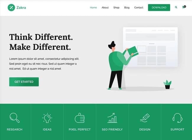 Gutenberg wordpress theme, Zakra