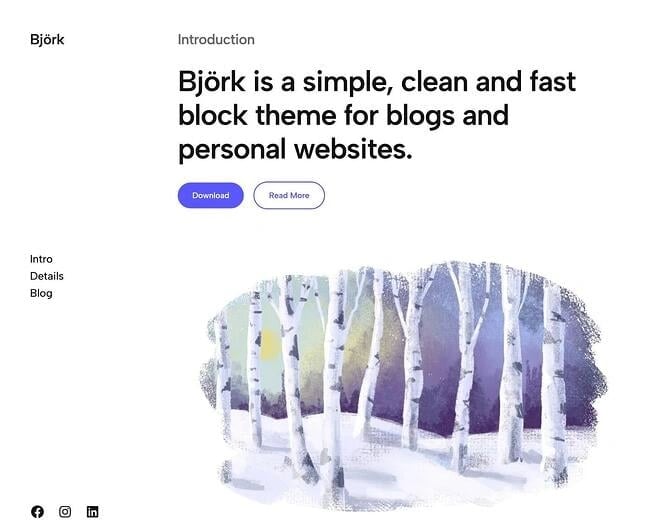 Gutenberg wordpress theme, Bj?rk