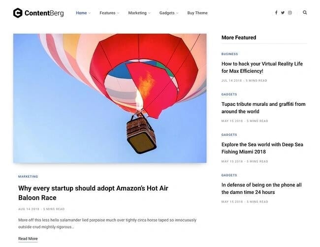 Gutenberg wordpress theme, ContentBerg