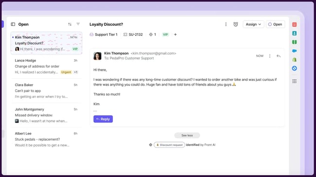 front, support ticketing