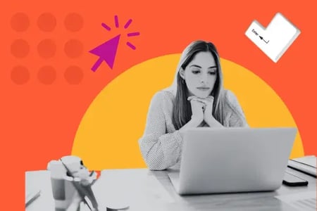 woman at computer using cold email outreach software