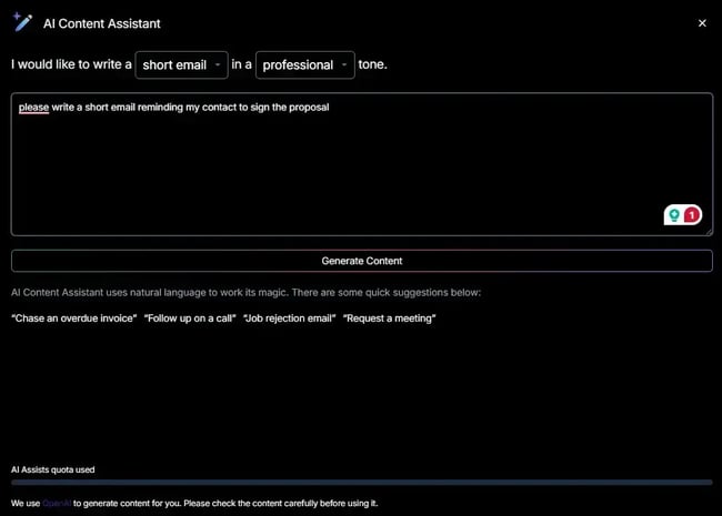 generative ai crm, image showing the option to edit the ai-generated draft in capsule crm