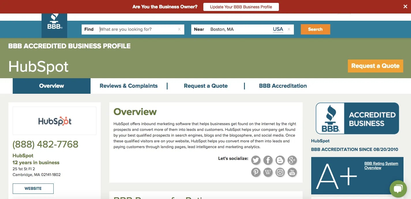 ̽ѡ's Better Business Bureau Page With A+ Rating