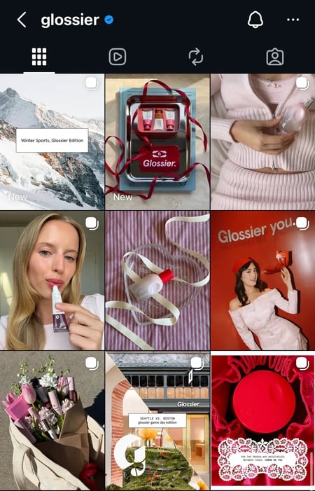 glossier instagram feed, instagram