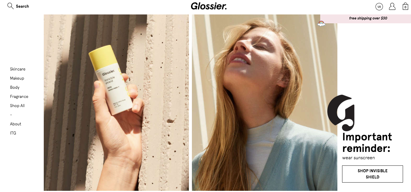 glossier-homepage