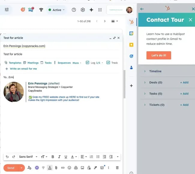 gmail after integration with hubspot crm