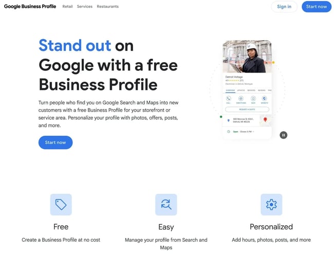google business profile integration is an important feature in local website builders.
