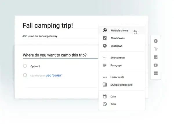google forms availability survey for sales