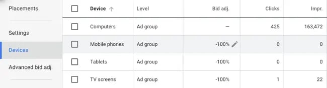 device targeting example