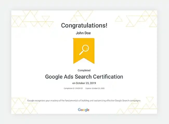 google ads certification badge
