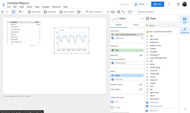 Google Looker Studio Tutorial: time series chart report