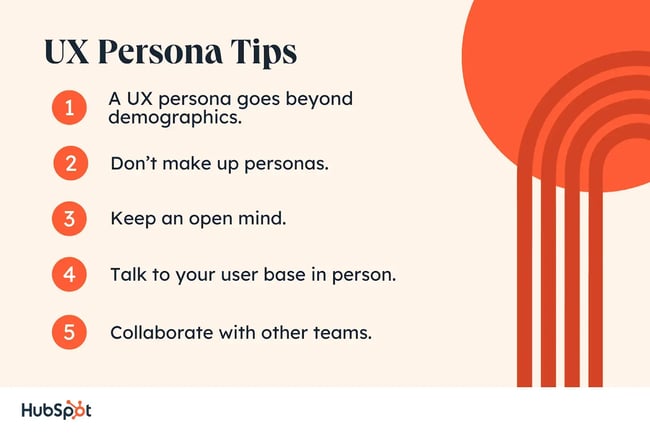 graphic that says creating a ux persona with five steps listed