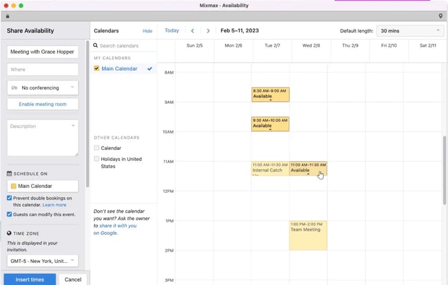 group scheduling software mixmax is best for scheduling meetings within gmail.