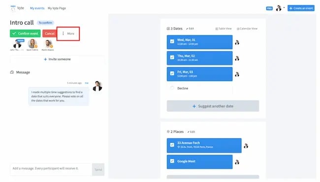 Scheduling tool example: Vyte