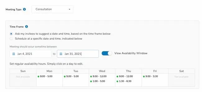 Scheduling tool example: CalendarHero