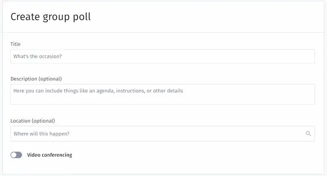Scheduling tool example: Doodle