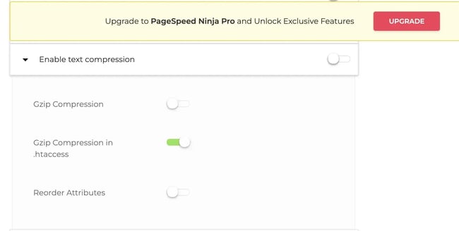 gzip compression page speed ninja