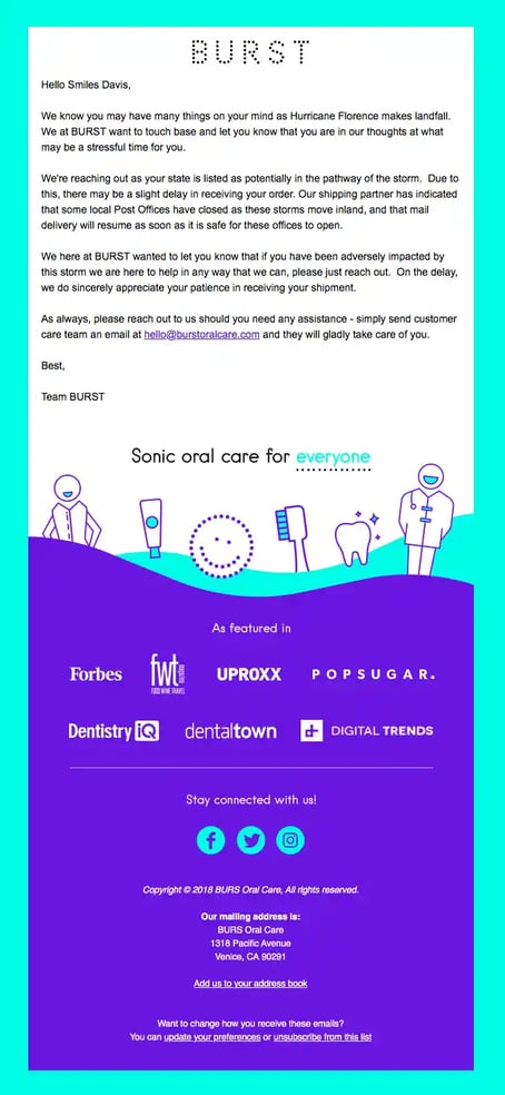 healthcare email examples, burst