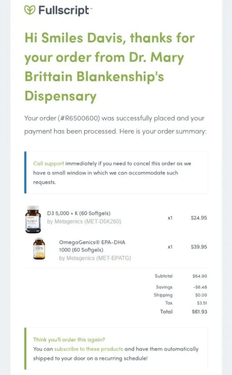healthcare email examples, fullscript
