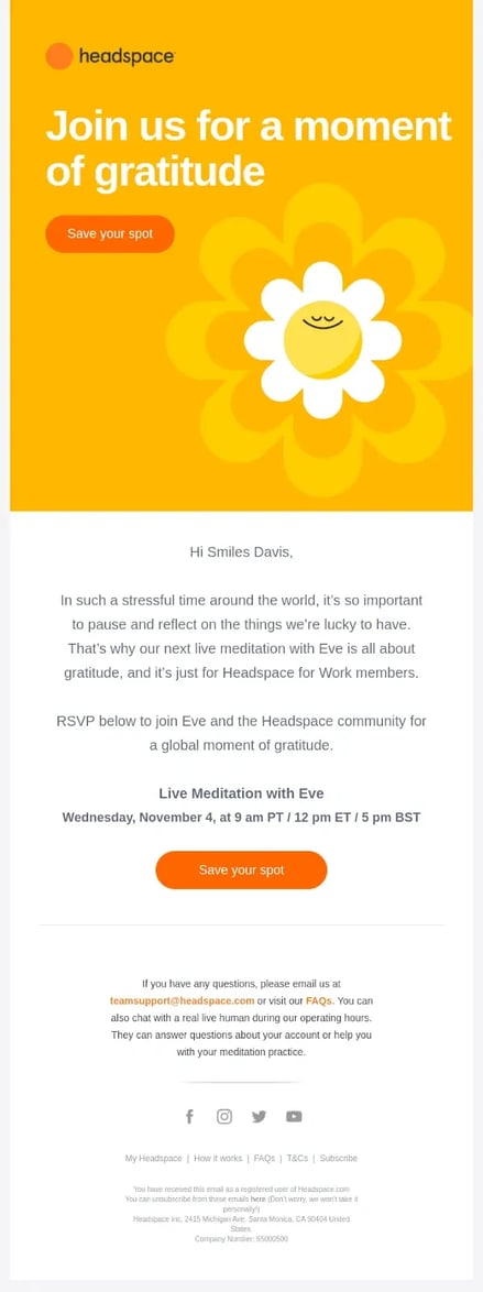 healthcare email examples, headspace