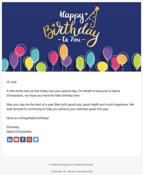 healthcare email examples, milestone email