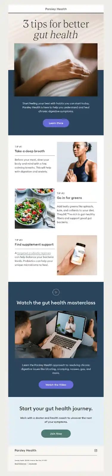healthcare email examples, parsley health