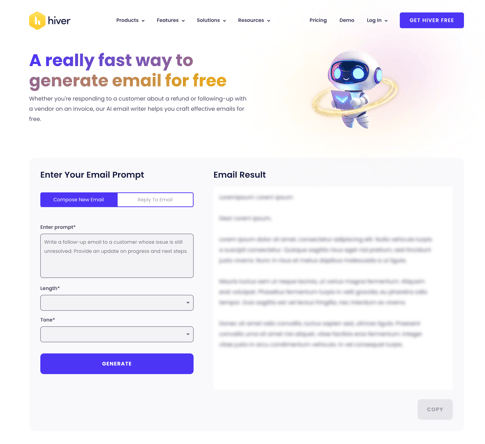 hiver ai email writer