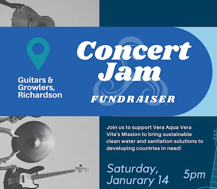 holiday fundraising, a concert jam fundraiser is raising money for Vera Aqua Vera Vita
