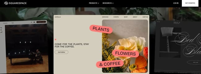 homepage for website builder, Squarespace
