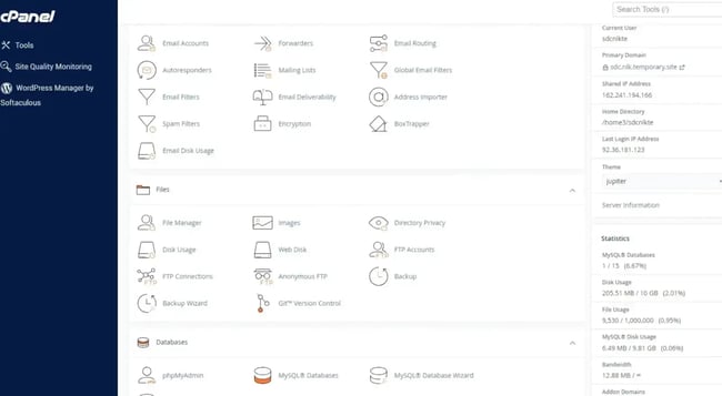 hostgator dashboard, website hosting for nonprofits