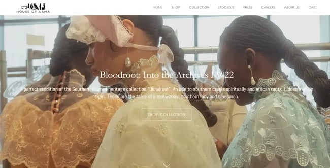 hous of alma landing page with brown website design