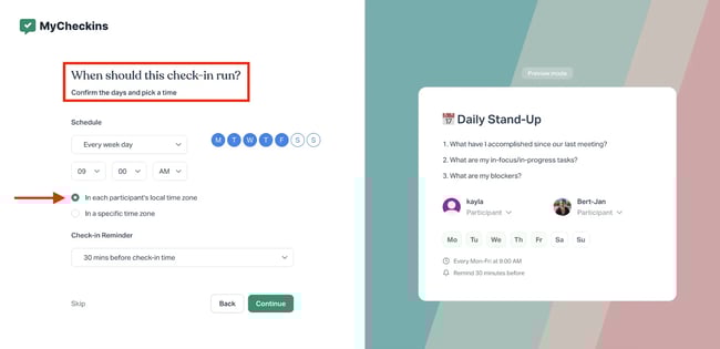 how to automate stand-up prompts in mycheckins