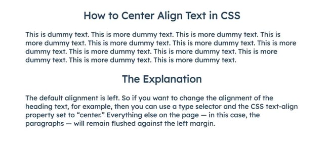 how to center text in css use id selector for individual elements