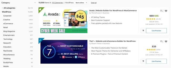 how to choose a wordpress theme, browse themeforest