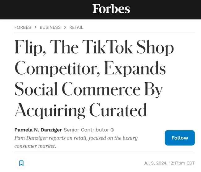 how to create a marketing strategy, forbes article about flip acquiring curated to expand social commerce, a clear instance of earned media.