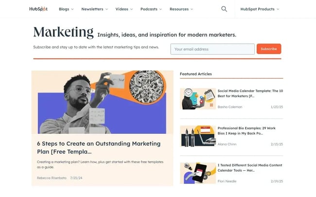 how to create a marketing strategy, hubspot marketing blog showcasing an article on creating an outstanding marketing plan, a prime example of owned media.